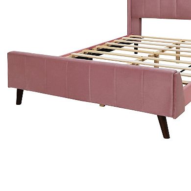 Merax Luxurious Velvet Upholstered Platform Bed