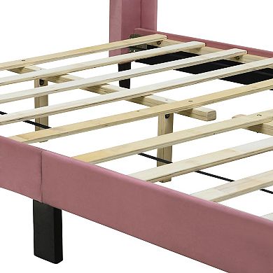 Merax Luxurious Velvet Upholstered Platform Bed