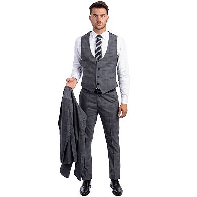 Men's Glen Check Suit Set 3pc, Ultra Slim-Fit