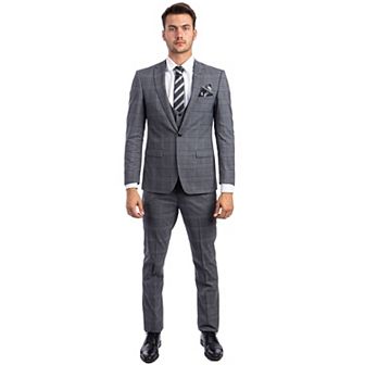 Men's Glen Check Suit Set 3 pc Ultra Slim-Fit