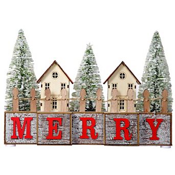 Christmas MERRY LED Pre-Lit Tabletop Decorative Wood Blocks