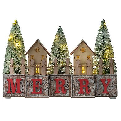 Christmas MERRY LED Pre-Lit Tabletop Decorative Wood Blocks