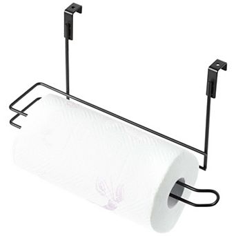 Basicwise Hanging Paper Towel Holder Over-the-Cabinet Door Organizer Rack