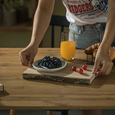 12" Rustic Natural Tree Log Wooden Rectangular Shape Serving Tray Cutting Board
