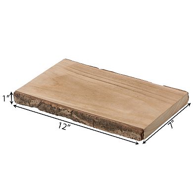 12" Rustic Natural Tree Log Wooden Rectangular Shape Serving Tray Cutting Board
