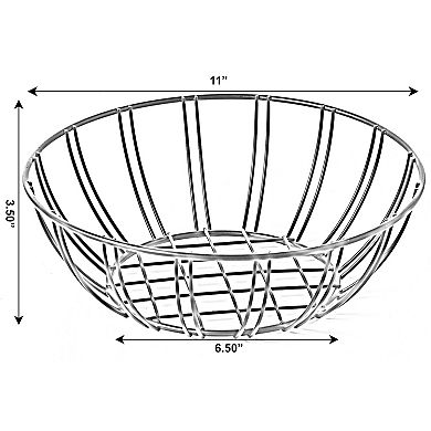 Black Iron Wire Fruit Bowl For Kitchen Counter, Storage Basket For Fruits, Vegetables, And Bread