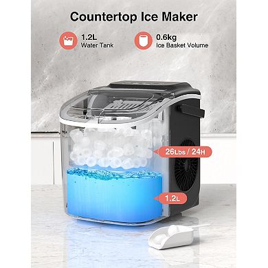 Crownful Portable Countertop Ice Maker With Handle,26lbs