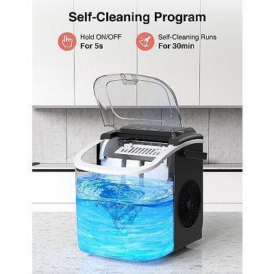 Crownful Portable Countertop Ice Maker With Handle,26lbs