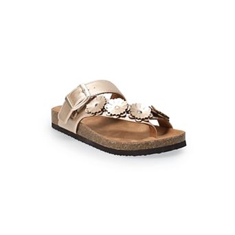 Sonoma Goods For Life® Krysta Girls' Metallic Flower Footbed Sandals