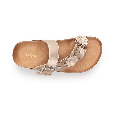 Sonoma Goods For Life® Krysta Girls' Metallic Flower Footbed Sandals