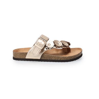 Sonoma Goods For Life® Krysta Girls' Metallic Flower Footbed Sandals