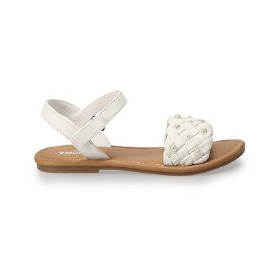 Sonoma Goods For Life® Marjorie Simulated Peal Little & Big Kids Girls Adjustable Strap Sandals