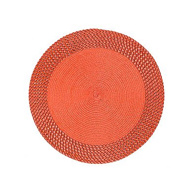 Woven Spiral Table Placemats With Braided Stitch Edge 15 Inches Round Set Of 4