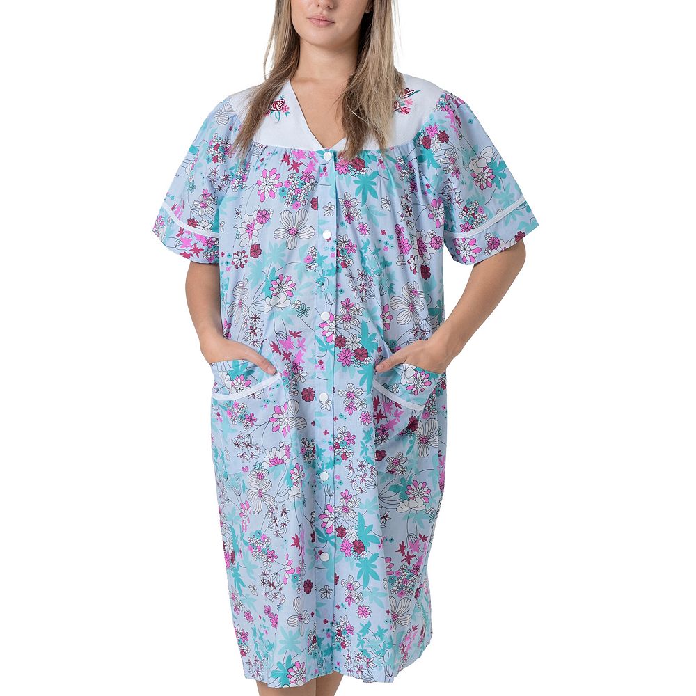 House Dress Casual Nights Women's Snap Front Short Sleeve