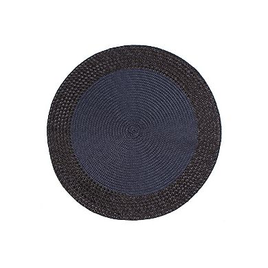 Woven Spiral Table Placemats With Braided Stitch Edge 15 Inches Round Set Of 6