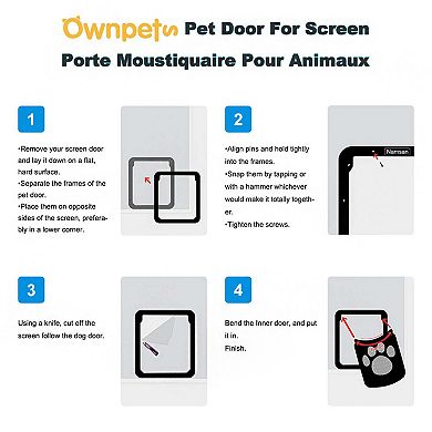 Self-Closing Pet Screen Door with Locking Function