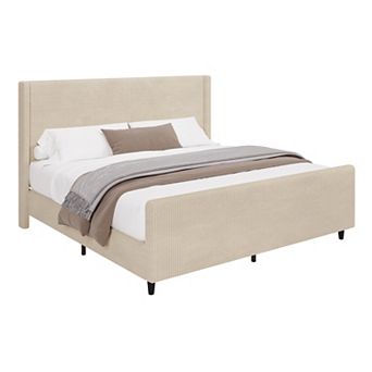 Merax High Headboard Corduroy Upholstered Bed Frame
