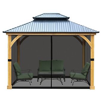 Aoodor Double Top Gazebo Replacement Mosquito Net Screen 4 Panel Side Walls (Mosquito Net Only)