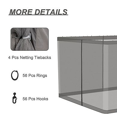 Aoodor Universal 10 X 10 Ft. Gazebo Replacement Mosquito Netting Screen 4-panel Sidewalls (only Nett