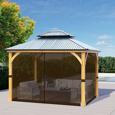 Aoodor 12ft x 14ft Gazebo Replacement Mosquito Netting 4-panel Sidewalls (only Netting)