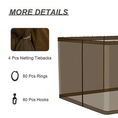 Aoodor 12ft x 14ft Gazebo Replacement Mosquito Netting 4-panel Sidewalls (only Netting)