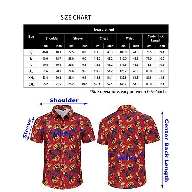 Mens Halloween Shirts Button Down Shirt Printed Short Sleeve
