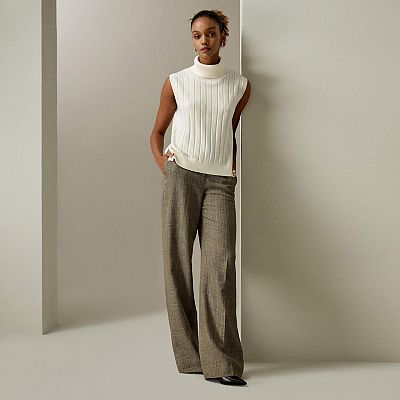 Turtleneck Sleeveless Cashmere Vest For Women