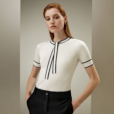 Silk Knit Top With Ribbons For Women