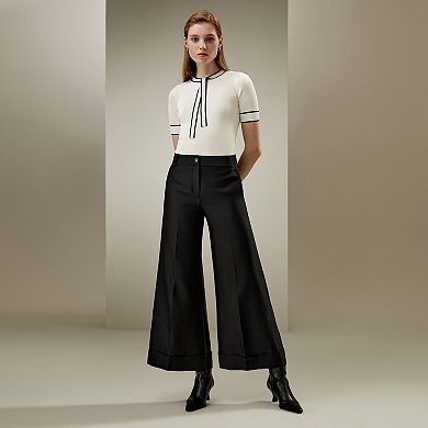 Silk Knit Top With Ribbons For Women