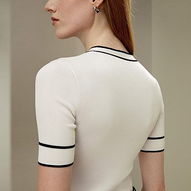 Silk Knit Top With Ribbons For Women