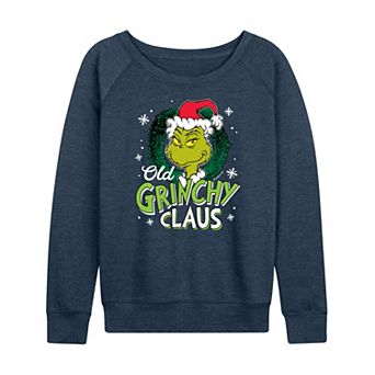 Women's Dr. Seuss Old Grinchy Claus French Terry Long Sleeve Tee