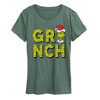 Women's Dr. Seuss Grinch Fur Letters Graphic Tee