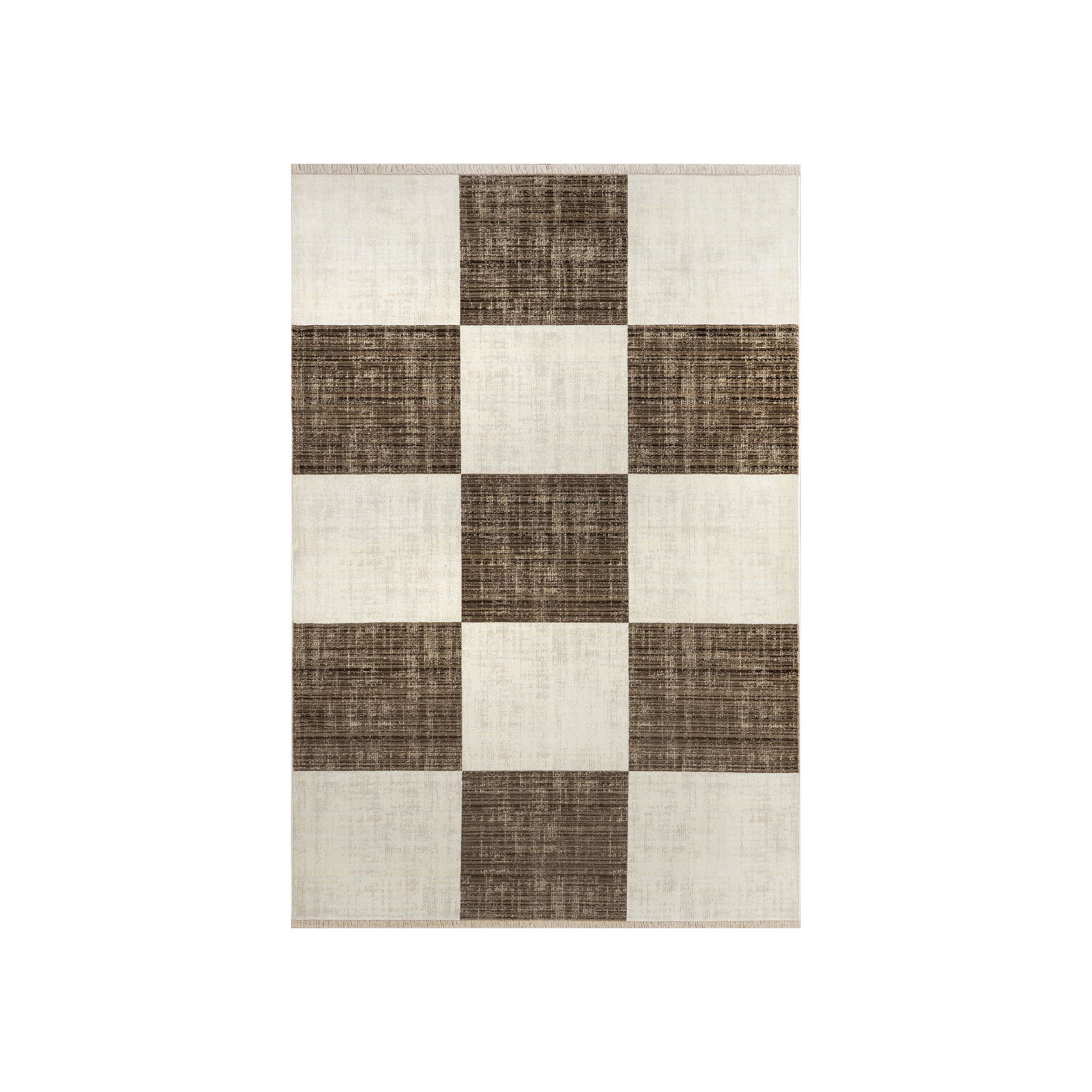 Rugs USA Aspen Checkerboard Fringed Area Rug, Brown