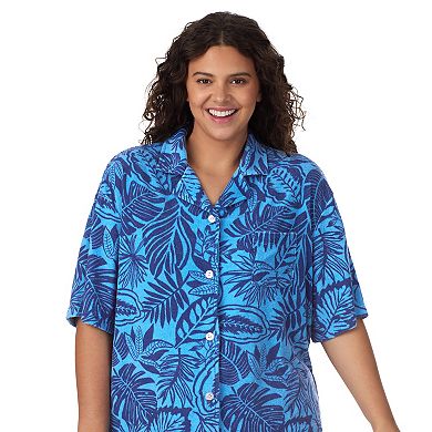 Plus Size Cuddl Duds® Notch Collar Pajama Top & Pajama Boxer Shorts Set