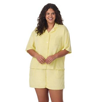 Plus Size Cuddl Duds® Terry Notch Collar Pajama Top & Pajama Boxer Shorts Set