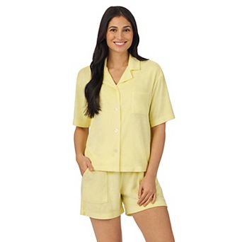 Women's Cuddl Duds® Terry Notch Collar Pajama Top & Pajama Boxer Shorts Set