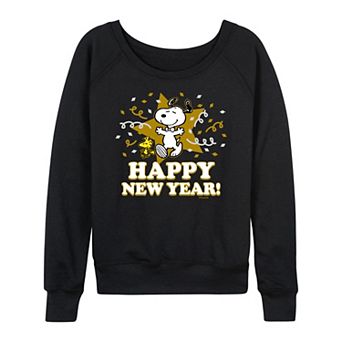 Women's Peanuts Snoopy Happy New Year French Terry Long Sleeve Tee