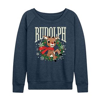 Women's Rudolph Wreath French Terry Long Sleeve Tee