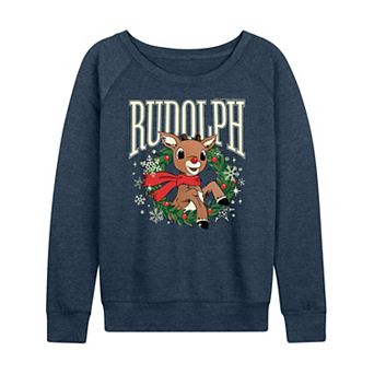 Women's Rudolph Wreath French Terry Long Sleeve Tee