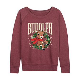 Women's Rudolph Wreath French Terry Long Sleeve Tee