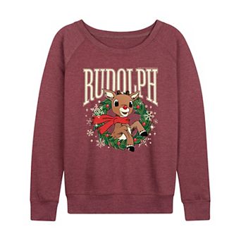 Women's Rudolph Wreath French Terry Long Sleeve Tee