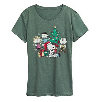 Women's Peanuts Group Christmas Tree Graphic Tee