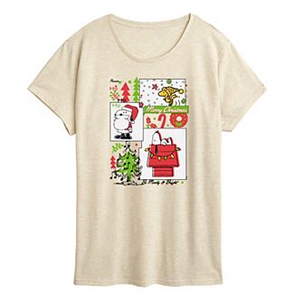 Women's Peanuts Snoopy & Woodstock Merry Christmas Graphic Tee