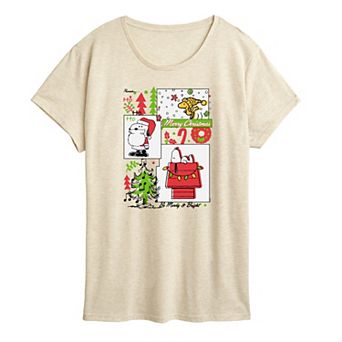 Women's Peanuts Snoopy & Woodstock Merry Christmas Graphic Tee