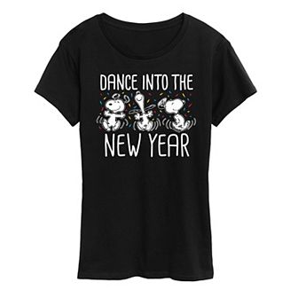 Women's Peanuts Snoopy Dance Into The New Year Graphic Tee