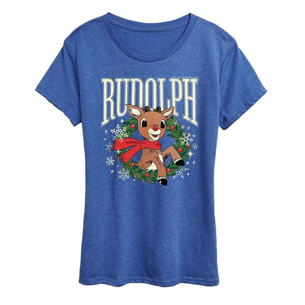 GREEN RHINESTONE RUDOLPH WEARING A WREATH SWEATSHIRT