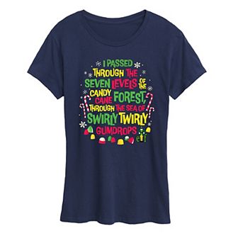 Women's Elf Candy Cane Forest Graphic Tee