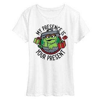 Women's Sesame Street Oscar My Presence Christmas Graphic Tee