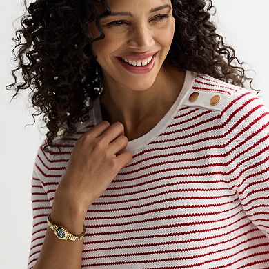 Women's Croft & Barrow® Textured Button Shoulder Pullover