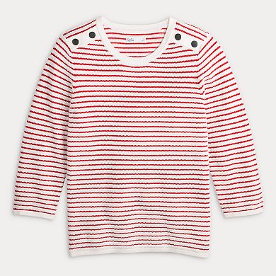 Women's Croft & Barrow® Textured Button Shoulder Pullover